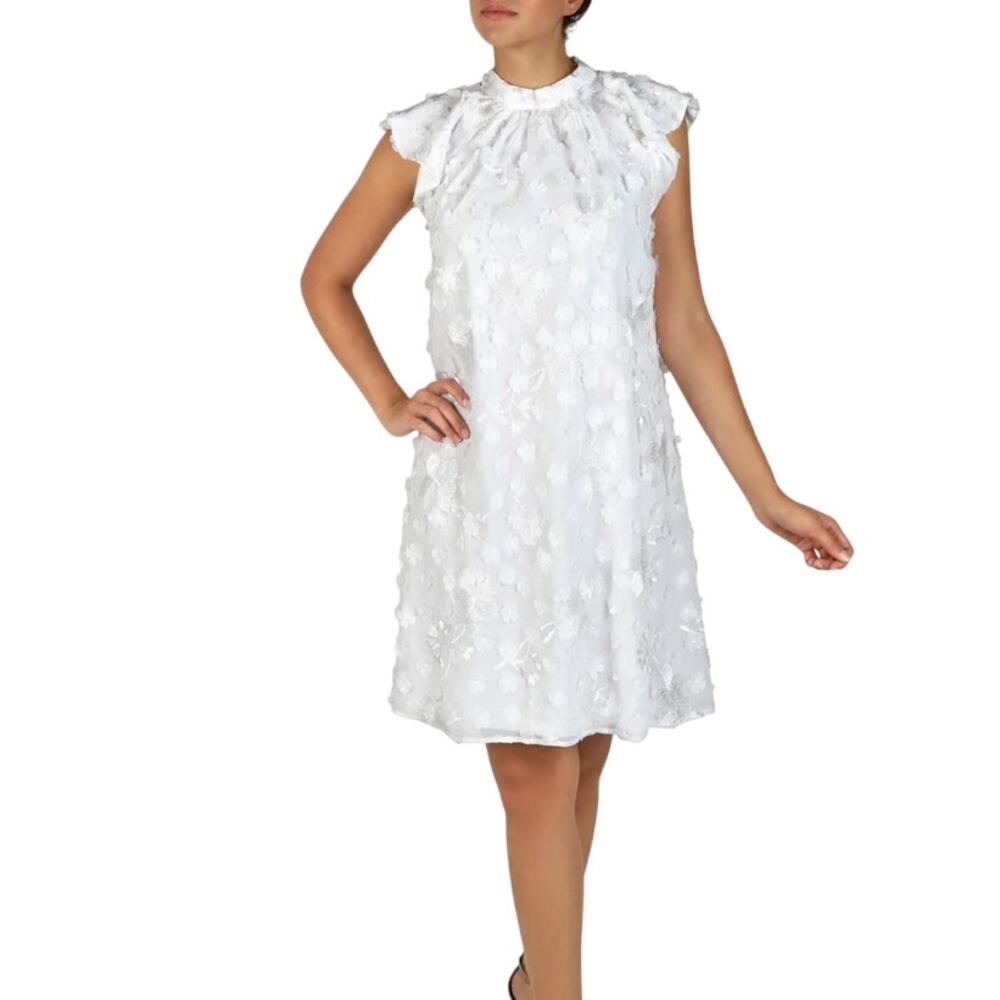 Julia Jordan 3D Floral Mini Dress Bridal White Women’s Sz 4 – Wedding Cocktail